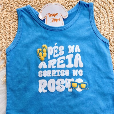 Conj. Regata Pés na Areia e Bermuda Praia - Azul Claro